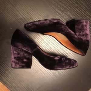 Dries Van Noten Purple Velvet Block Heel
